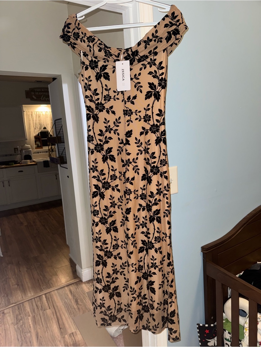 NWT Off-Shoulder Beige Formal Maxi Dress by Zesica